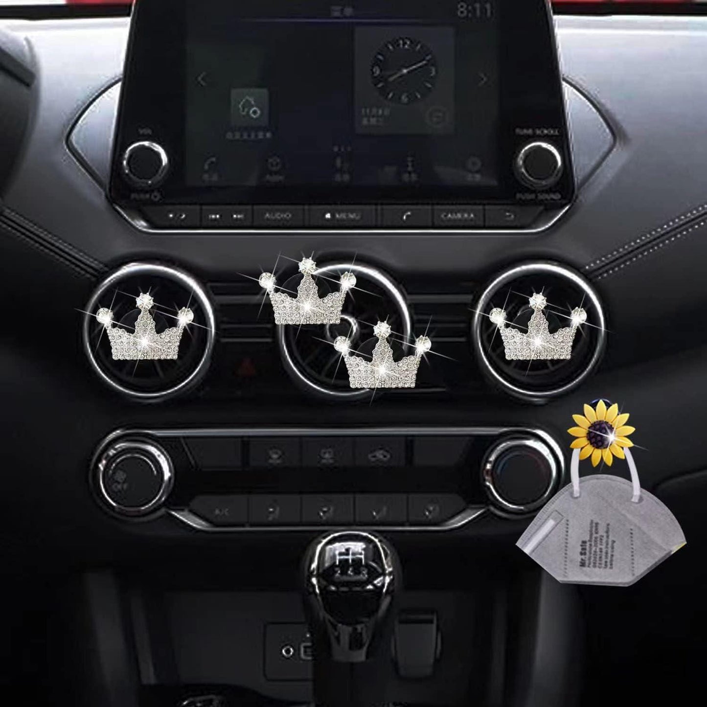 4 Pcs Bling Crown Car Air Fresheners – Luxury Vent Clips, Sparkling Diffuser, Aromatherapy Car Decor, Stylish Gift for Women