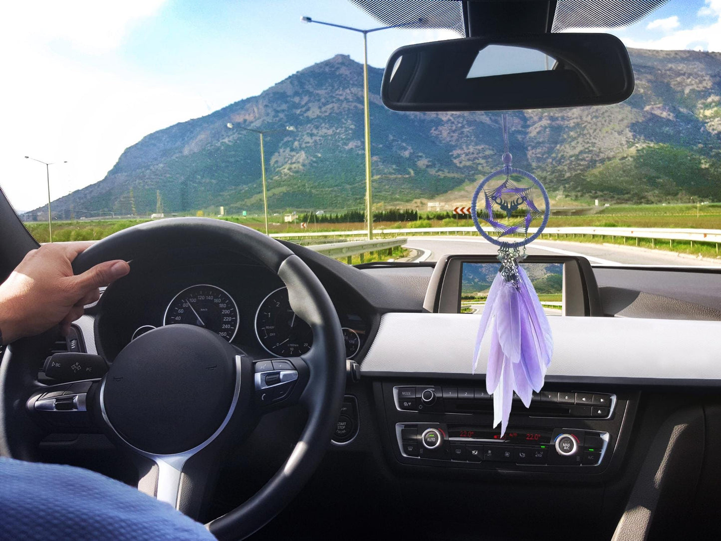 Mini Dream Catcher Car Hanging Pendant | Feather Rearview Mirror Charm for Girls | Handmade Boho Car Decor | Spiritual Dreamcatcher Gift