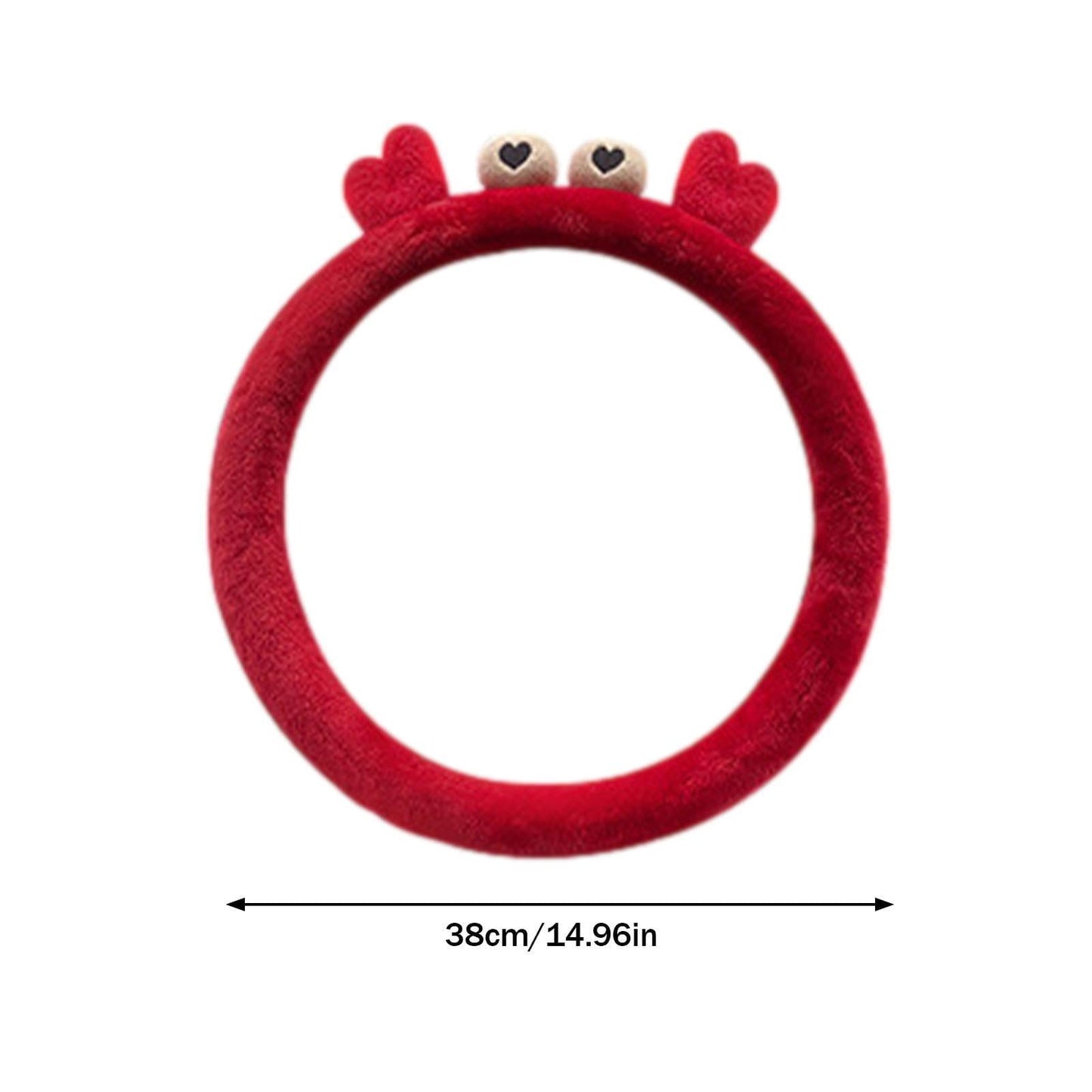 Red Cute Crab Steering Wheel Cover | Soft Fuzzy Anti-Slip Grip | Universal Fit 15" (38CM)