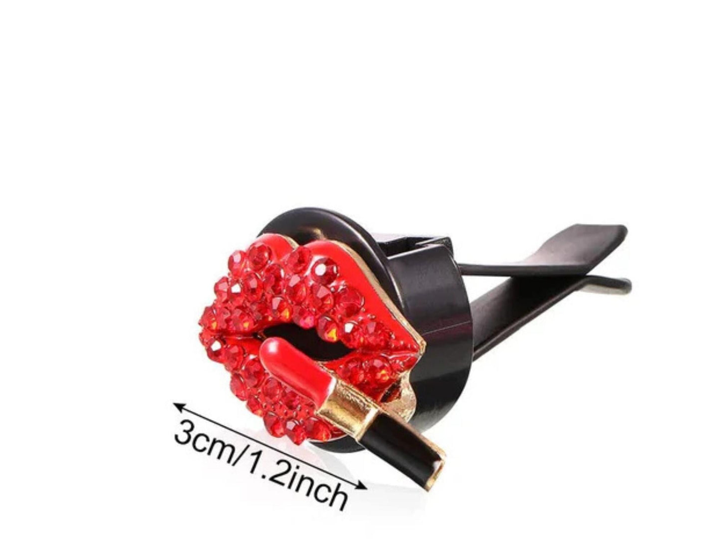 Bling Red Lips Car Air Freshener – Rhinestone Lipstick Vent Clip, Diamond Perfume Diffuser, Cute Car Aromatherapy Outlet Clip
