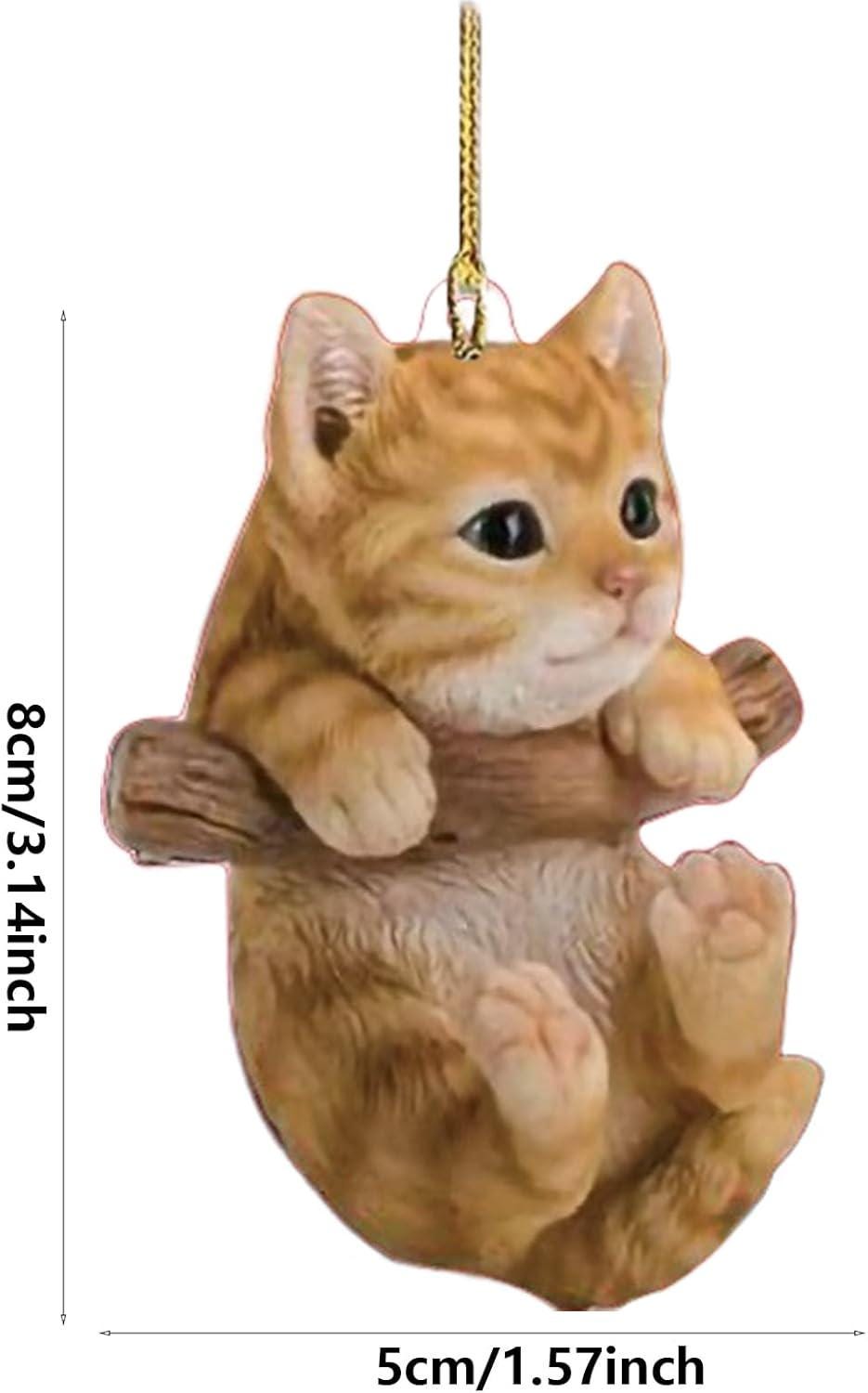 Cute Cat Car Hanging Ornament – Acrylic Rearview Mirror Charm, Animal Pendant, Fun Cat Lover Gift, Car Interior Decoration