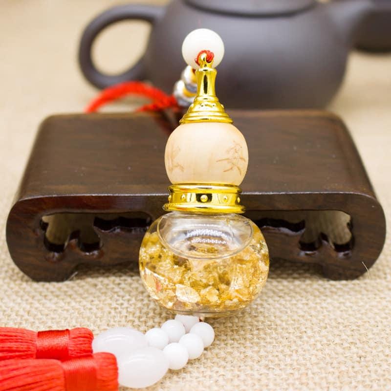 Chinese Gourd Car Pendant – Feng Shui Rearview Mirror Hanging Ornament, Lucky Auto Decor for Wealth, Safety & Prosperity