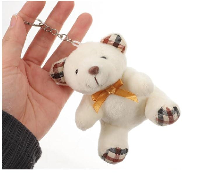 Cute Bear Plush Keychain | Mini Stuffed Animal Keyring | Soft 10CM Teddy Bag Pendant | Kawaii Hanging Keychain for Phone, Purse & Backpack