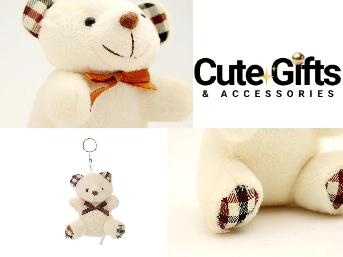 Cute Bear Plush Keychain | Mini Stuffed Animal Keyring | Soft 10CM Teddy Bag Pendant | Kawaii Hanging Keychain for Phone, Purse & Backpack