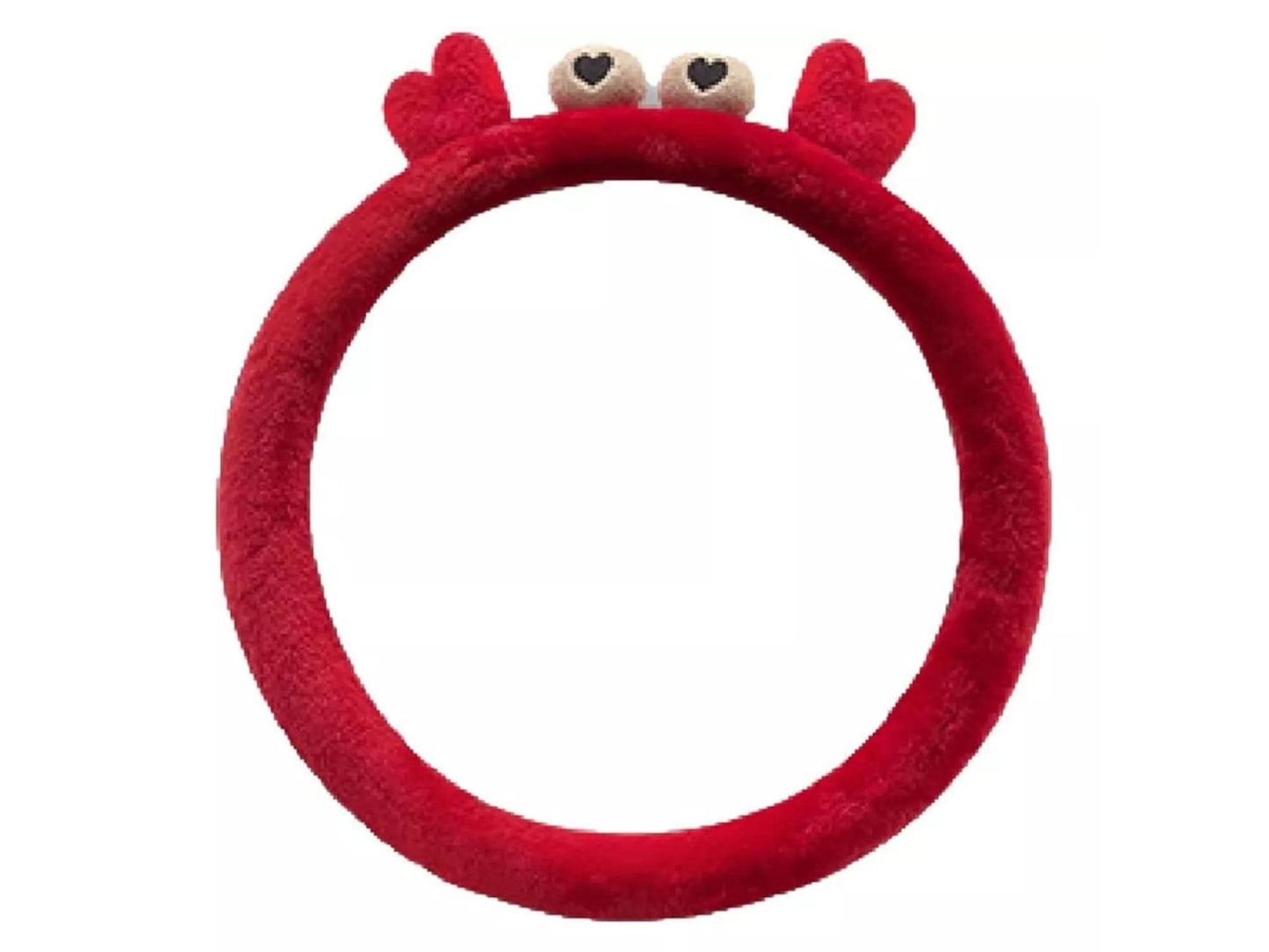 Red Cute Crab Steering Wheel Cover | Soft Fuzzy Anti-Slip Grip | Universal Fit 15" (38CM)