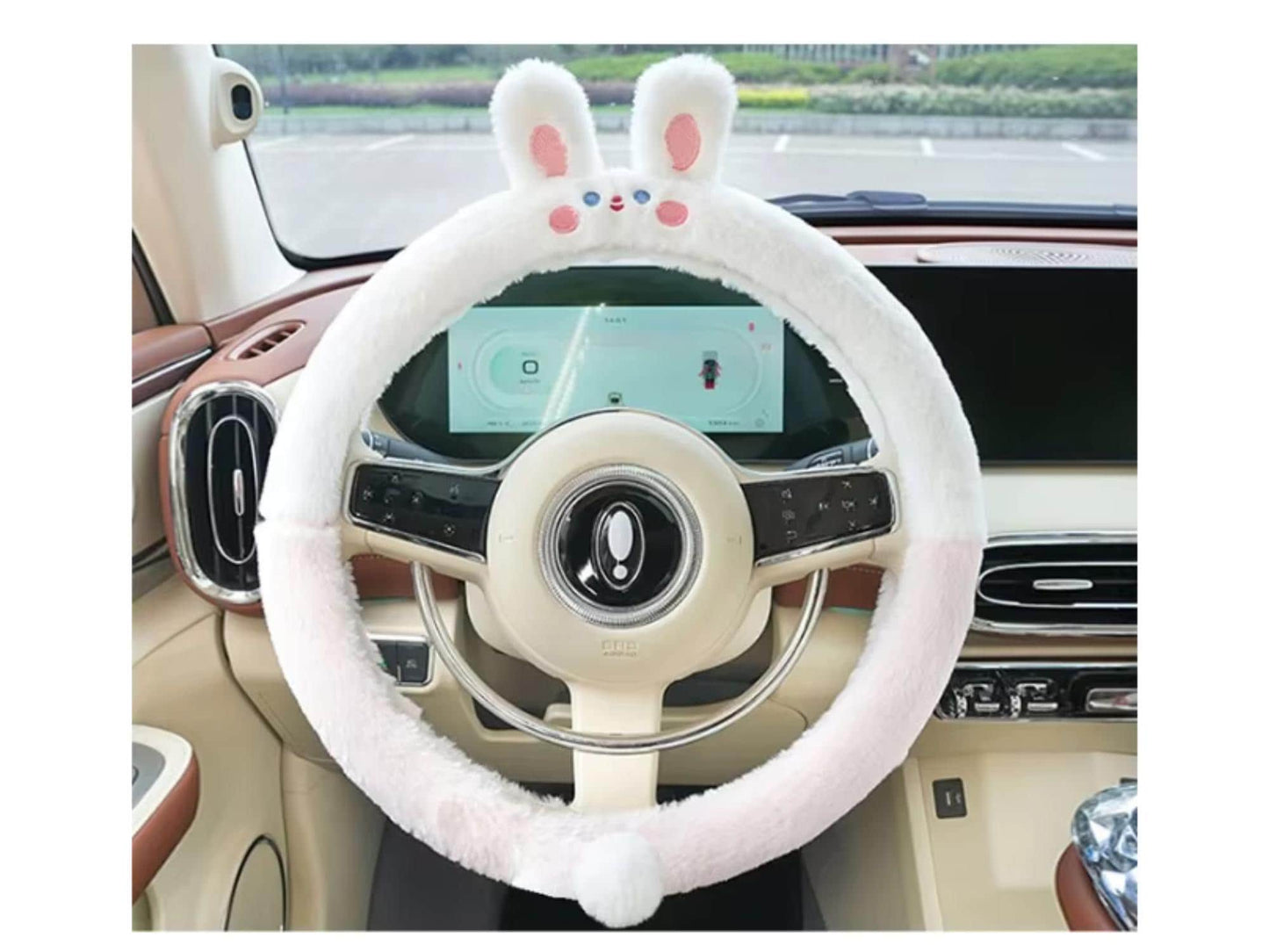Cute Panda Plush Steering Wheel Cover | Warm & Non-Slip | Universal 15" (38CM)