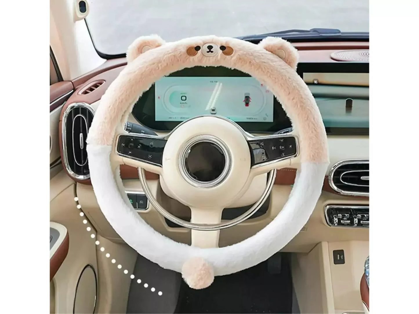 Cute Cartoon Plush Steering Wheel Cover | Fuzzy Anti-Slip Grip | Universal 15"