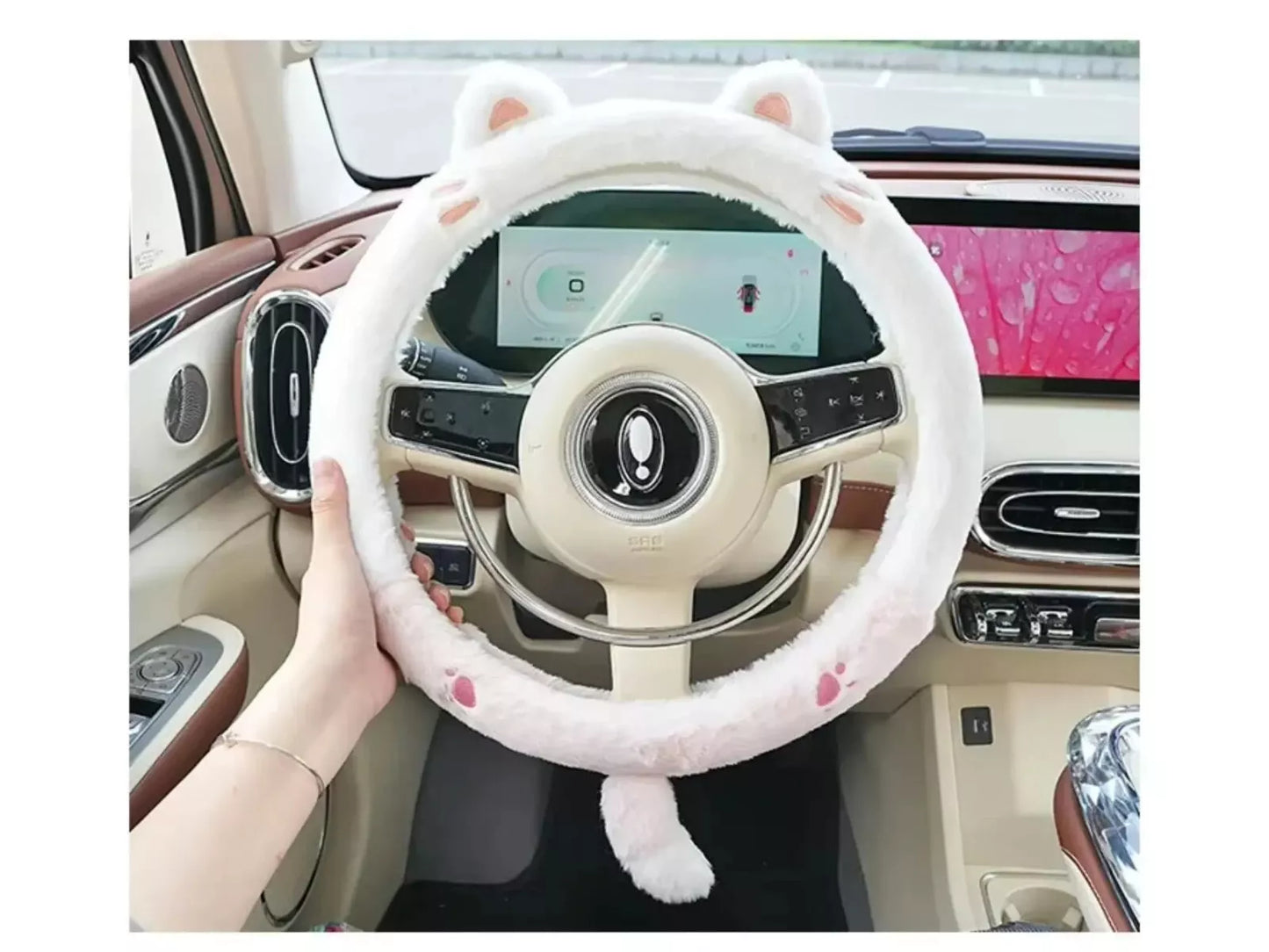 Cute Panda Plush Steering Wheel Cover | Warm & Non-Slip | Universal 15" (38CM)
