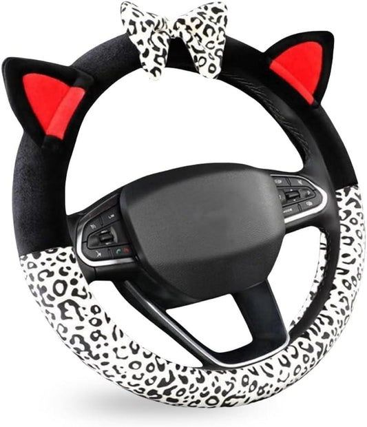 Soft Fuzzy Leopard Steering Wheel Cover | Cute & Cozy Anti-Slip Car Accessory | Great Gift