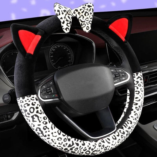 Soft Fuzzy Leopard Steering Wheel Cover | Cute & Cozy Anti-Slip Car Accessory | Great Gift