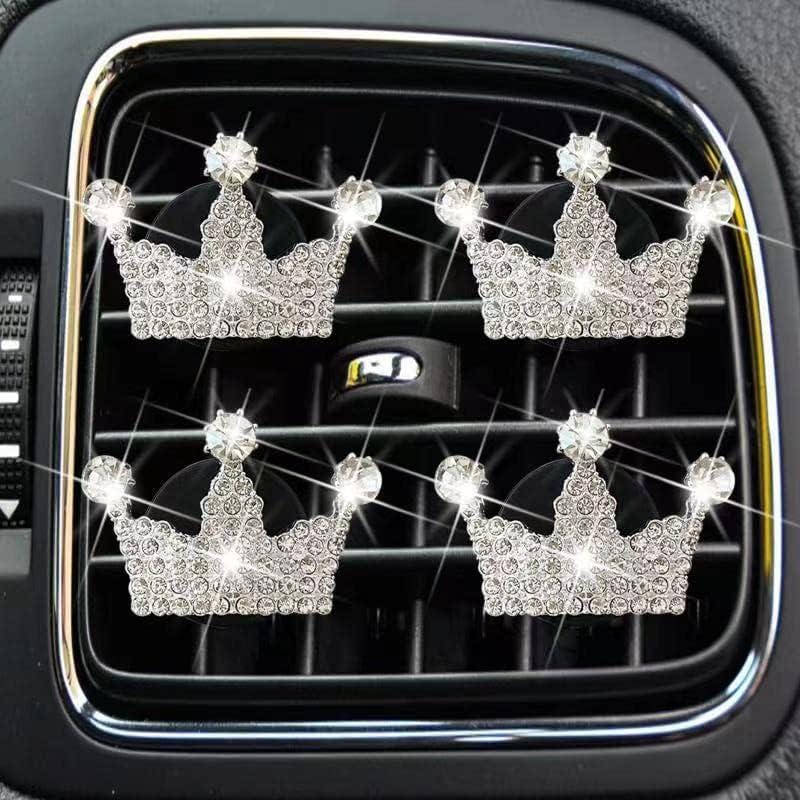 4 Pcs Bling Crown Car Air Fresheners – Luxury Vent Clips, Sparkling Diffuser, Aromatherapy Car Decor, Stylish Gift for Women