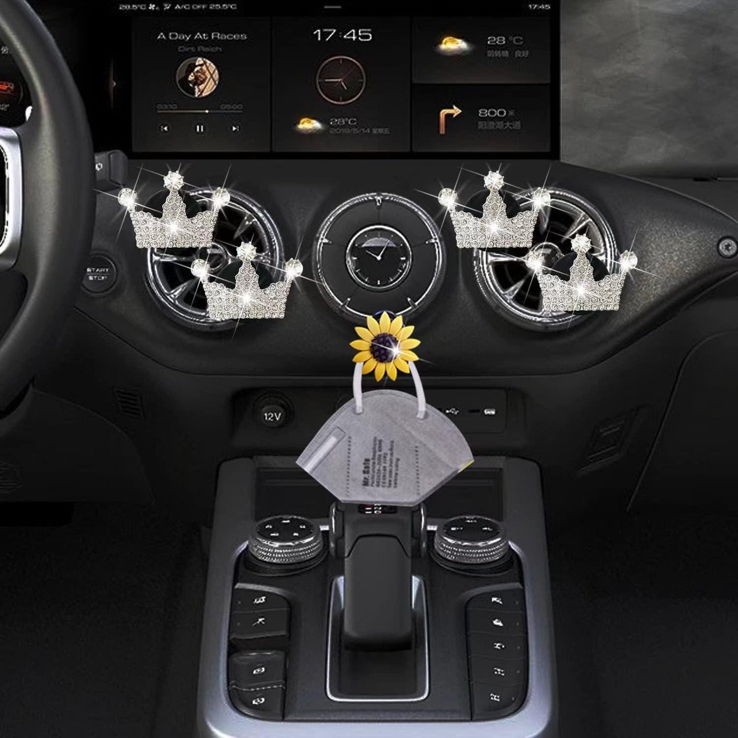 4 Pcs Bling Crown Car Air Fresheners – Luxury Vent Clips, Sparkling Diffuser, Aromatherapy Car Decor, Stylish Gift for Women