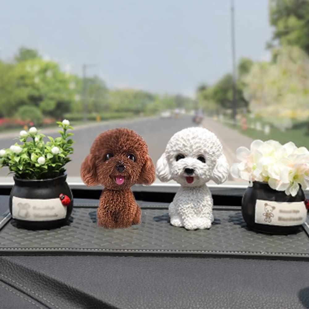 Car Small Toy Teddy Dog – Wobbly Head Nod Dog, Cute Dashboard Ornament, Nodding Puppy Decor for Car, Home, Office – Brown