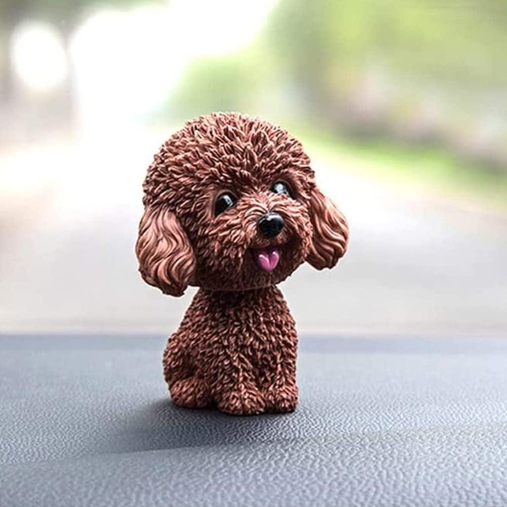 Car Small Toy Teddy Dog – Wobbly Head Nod Dog, Cute Dashboard Ornament, Nodding Puppy Decor for Car, Home, Office – Brown